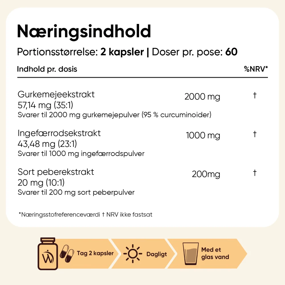 Gurkemeje m. ingefær og sort peber 3200mg - Image 3